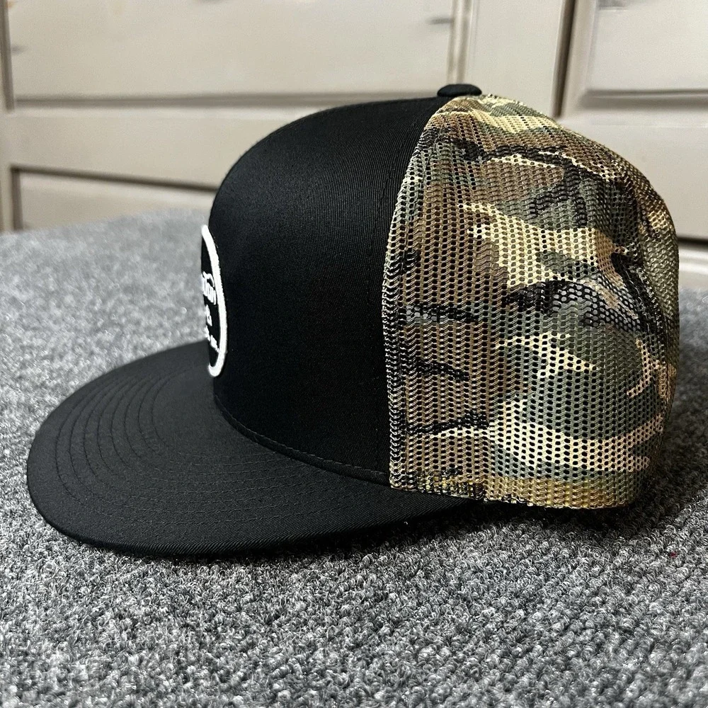 Brixton Mfg Co Trucker Snapback Hat Cap Adjustable Black Patch Mesh Back Camo